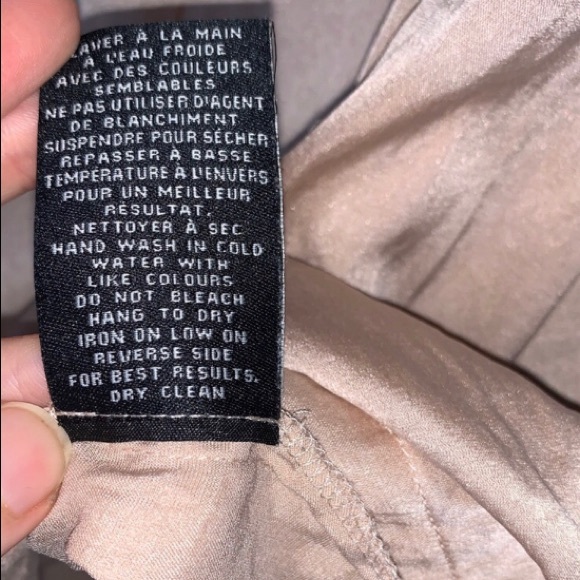 Silk Blush Pink Peach Flowy Sleeveless Tank Top Lace Edge Stretch L or XL - Picture 6 of 6